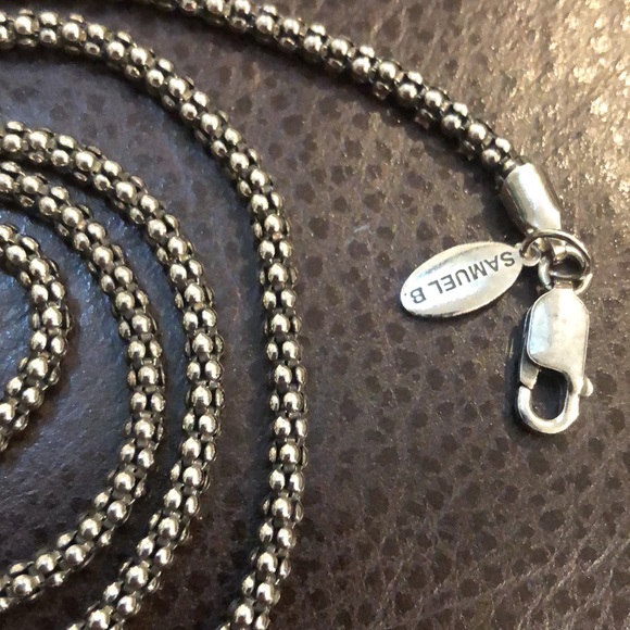 SAMUEL B Oxidized Silver Necklace Popcorn Chain 24 inches 3mm - Picture 11 of 15